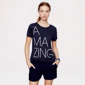 J. Crew Amazing Linen Navy Graphic Tee Shirt XS
